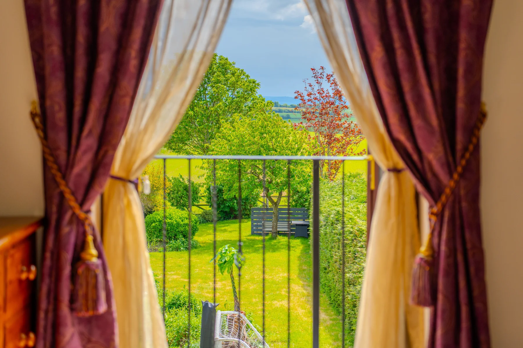 Countryside view from a bedroom